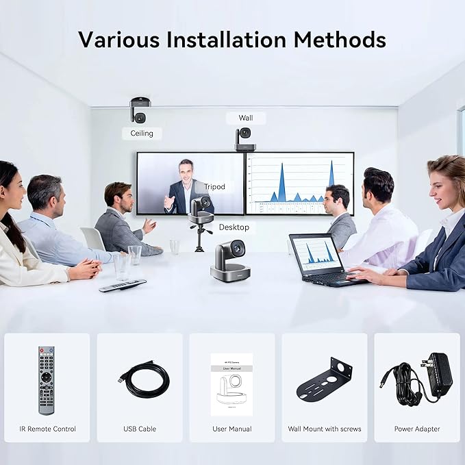 Tenveo VLoop 11X Optical Zoom PTZ Camera Conference Camera USB3.0/HDMI FHD 1080P 60FPS for Video Conferencing Live Streaming Church Services Worship Events Business Meeting Red Dot Design Winner