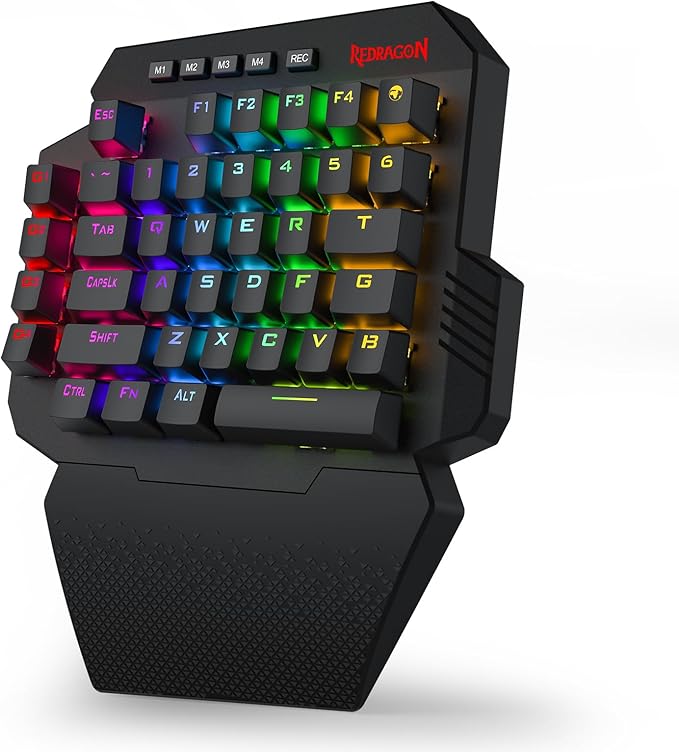Redragon K758 Wired One-Handed RGB Mechanical Gaming Keyboard 39 Keys Type-C Professional Gaming Keypad w/Upgraded Hot-Swappable Socket 4 Onboard Macro Keys &amp Dedicated Wrist Rest