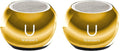 Fashionit U Speakers Mini Bluetooth Computer Speaker 2-Pack Bundle with Matching Speaker Built-in Mic &amp Selfie Remote Control for Workspace Desktop Laptop Mobile Tablet PC - Mirror Gold