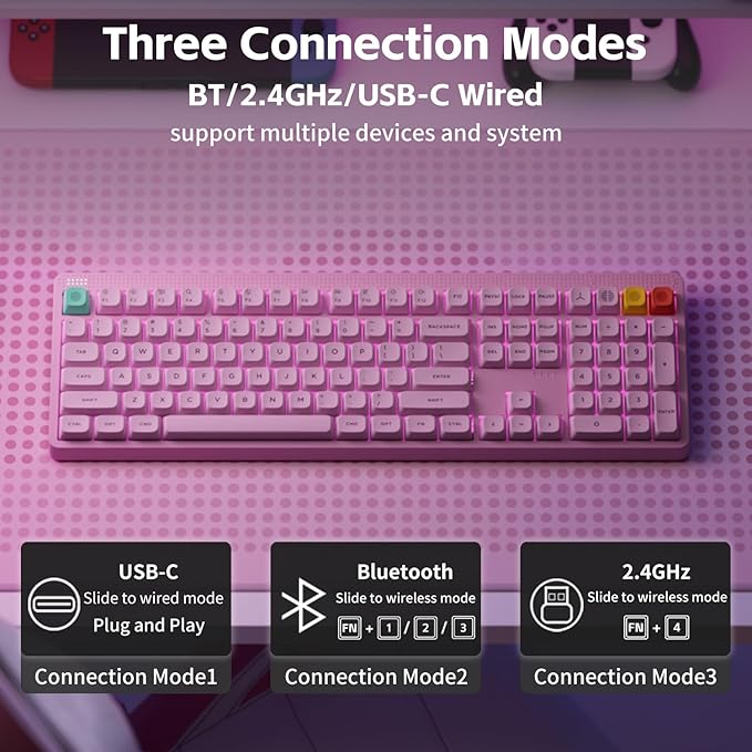 nuphy Node100 Wireless Mechanical Keyboard Hot Swappable Custom Bluetooth Keyboard 109 Keys Computer Gaming Keyboards Supports Touch Gestures PBT Keycaps RGB Backlit Bluetooth/2.4GHz/USB-C