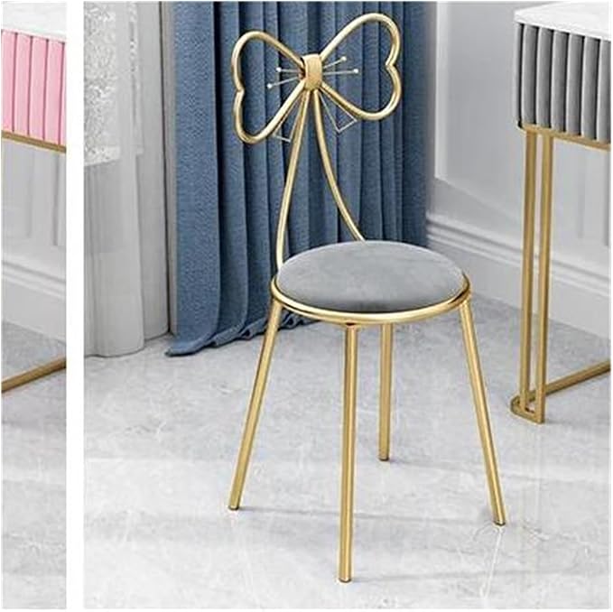 Round Stool Industrial Gaming Chair with Cushioned Seat for Office Bedroom and Vanity White Leather Home Furniture