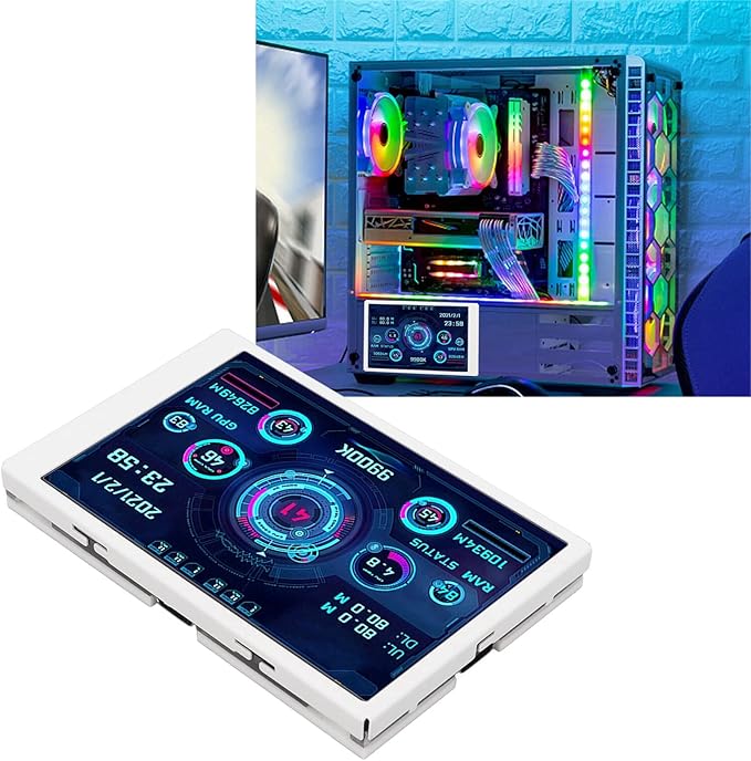 3.5In Computer Temp Full View Display Small Screen Monitor for aida64 Pc CPU Hard Disk Data Black (White)