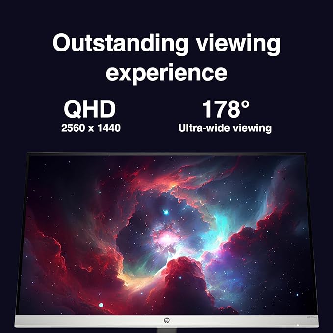 HP 27 QHD IPS Monitor with 5ms Response Time Anti Glare Flicker Free VESA Mount (100 x 100 mm) VGA HDMI &amp Dockztorm USB Port Expander Black/Silver Color 2 Pack