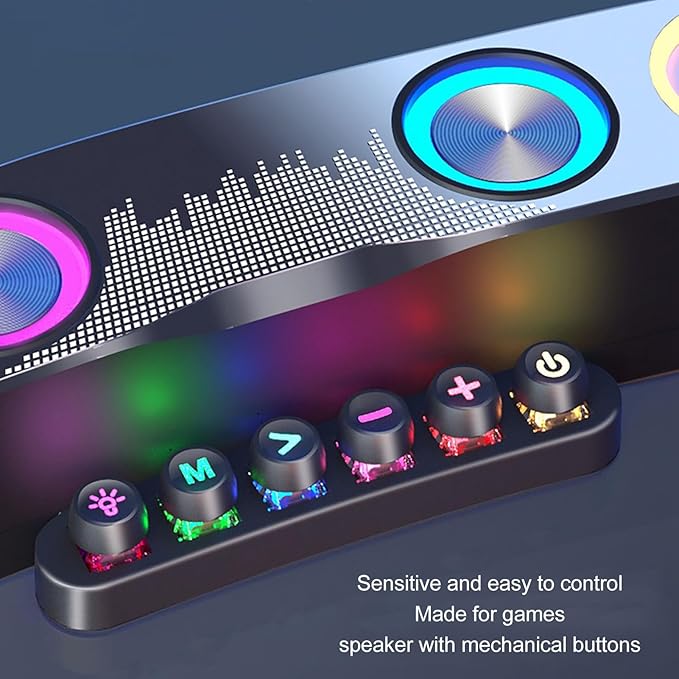 Computer Speakers for PC Desktop Monitor RGB Gaming PC Sound Bar with Switch Buttons Desktop PC Soundbar Speaker for Desktop Laptop