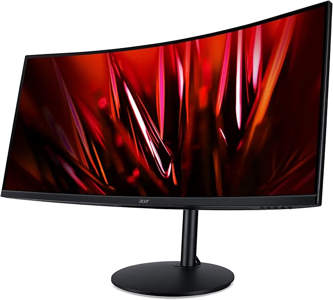 acer Nitro 34 QHD 3440 x 1440 1500R Curved PC Gaming Monitor AMD FreeSync Premium 165Hz Refresh 1ms (VRB) ZeroFrame Design 2 x Display Port 1.4 &amp 2 x HDMI 2.0 Ports XZ342CU SbmiipphxBlack