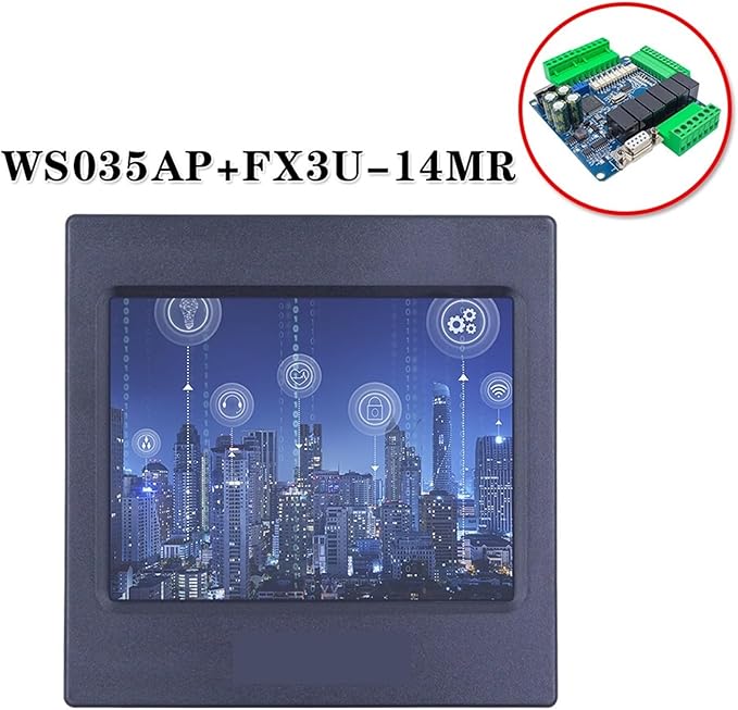 FX3U+HMI Support WS-035AP Touch Screen with FX3U-48MT -48MR -32MT -24MR -24MT -14MR -14MT RTU MODBUS RTC(with 3U-48MT)