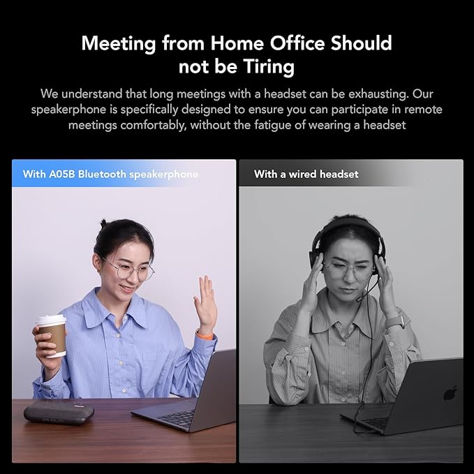 NUROUM A05B(2nd Gen) Bluetooth Conference Speaker and Microphone Portable Wireless Speakerphone with Noise Canceling Mic 16ft Voice Picked Up Computer Speakers for Desktop PC/Laptop/Business Trips