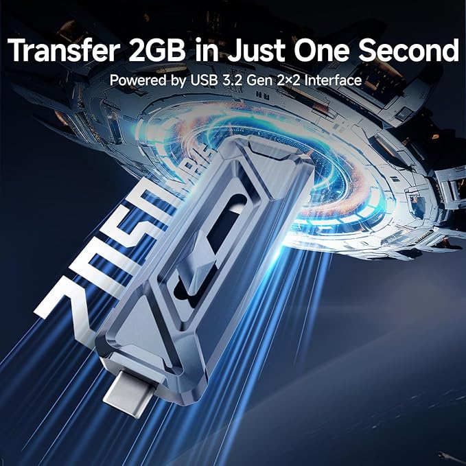 fanxiang 512GB External SSD USB Drive 2050MB/s USB-C &amp USB-A Portable SSD 512GB4K ProRes HDR Recording &amp StoreZinc AlloyExternal Solid State Drive for iPhone 15/16/17/Android/PC/Mac -F955