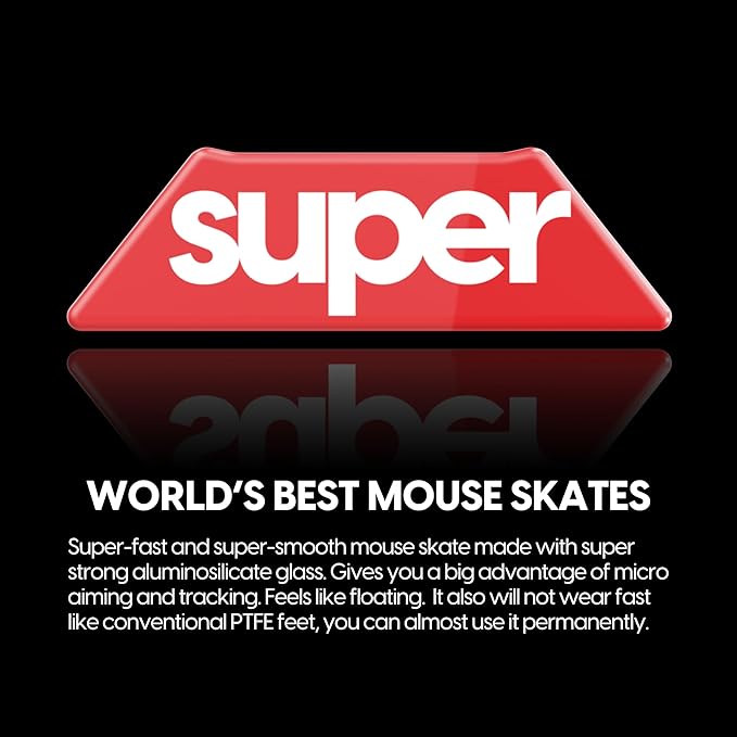 Superglide2 - New Controllable Speed Textured Surface Smoothest Mouse Feet/Glides Made with Ultra Strong Glass Smooth and Durable Sole for Logitech G900/903[RED]