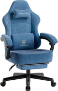 GTPLAYER Big and Tall Gaming Chair with Footrest Extra Wide Seat Video Game Chairs for Adults - Padded High Back Ergonomic Reclining Silla Gamer Linkage Armrest Ace Pro Blue【Velvet】 (Oversized)