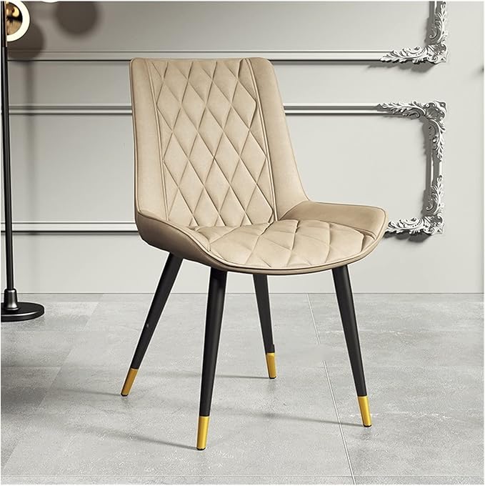 Adjustable Office Computer Chair with Armrest Leather Dining Chairs Living Room Household Stool Foot Backrest Dining Chair(Beige-Golden)