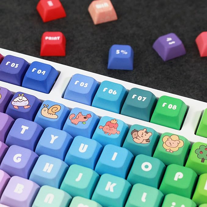 PBT keycaps Keycaps 133PCS Rainbow Keycaps XDA Profile Full Set Keycap DyeSubbed Thick PBT Caps for Gaming Mechanical Keyboard