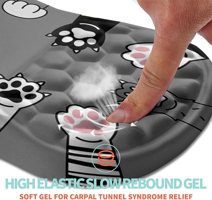 Ergonomic Mouse Pad Wrist Support with Memory Foam Massage Bulge Carpal Tunnel Pain Relief Mousepad Wrist Rest for Mouse(12x8 inch Paw)