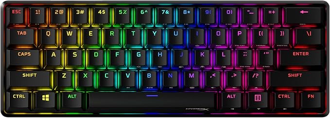 HyperX Alloy Origins 60 - Mechanical Gaming Keyboard - Ultra Compact 60% Form Factor - Tactile Aqua Switch - Double Shot PBT Keycaps - RGB LED Backlit - NGENUITY Software CompatibleBlack