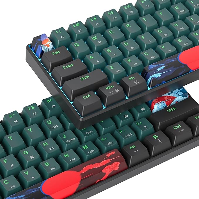 60 Percent Gaming Keyboard 60% Mechanical Keyboard LED Backlit Ultra Compact Wired Keyboard with Red Switch for Windows Laptop Gamer(61 Sound Wave)
