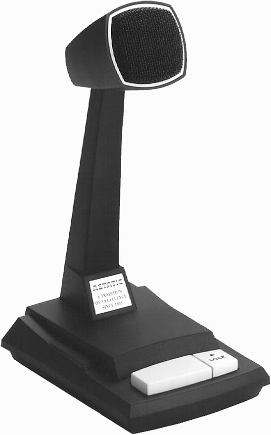 Astatic by CAD Audio 878HL-2 Omnidirectional Dynamic Desktop Microphone with Locking Push-to-Talk Switch – Low-Profile 6′ Cable Broad Speech-Optimized Response