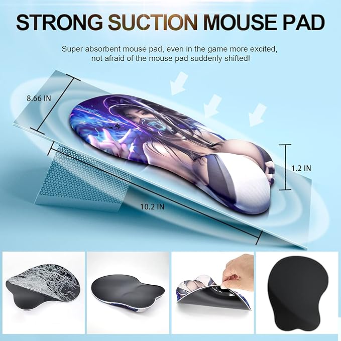 KG Alpha 3D Mouse Pad Anime Silicone Wrist Rest Support Gaming Mousepad… (Kda Akali)
