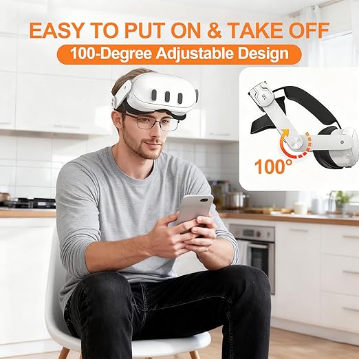 RGB Head Strap for Oculus/Meta Quest 3/3s Head Strap with Battery 10000mAh Pack for Extended 8 Hrs of Playtime Fast Charging VR Power Adjustable Elite Strap Enhanced Support and Balance in VR