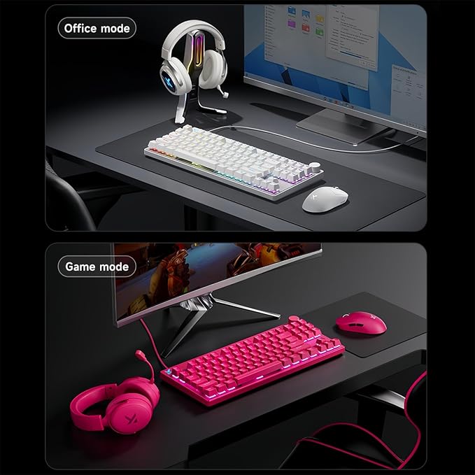 MCHOSE Mix 87 Magnetic Switch Rapid Trigger Gaming KeyboardHall Effect Hyper-Fast Adjustable Actuation Wired TKL Keyboard with Smart RT Mode Knob RGB Translucent Keycaps for PC Gamer (White)