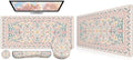 iCasso Desk Mat Large Mouse Pad Wrist Support Set XXL Large Mousepad + Keyboard Wrist Rest+Mouse Wrist Rest+Coastert with Ergonomic Design for Home Office Computer