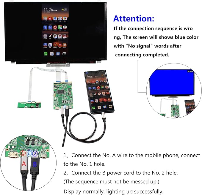 VSDISPLAY 14 14 Inch 1920X1080 IPS LCD Screen with USB C LCD Controller Board VS-RTD2556HC-V2
