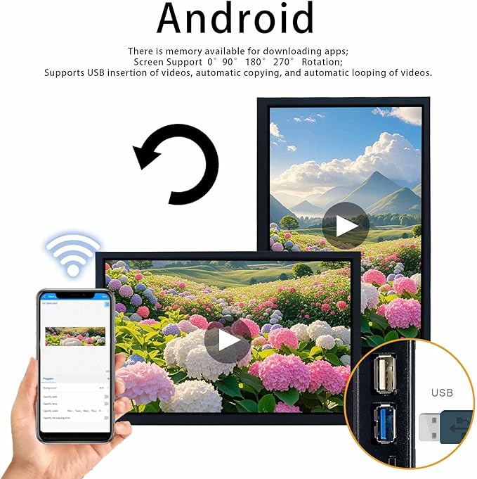 VSDISPLAY 12.1 Inch Touchscreen Display 1920x1200 High Resolution an-Droid 11 IPS LCD Monitor Supports USB Auto Copy Autoplay