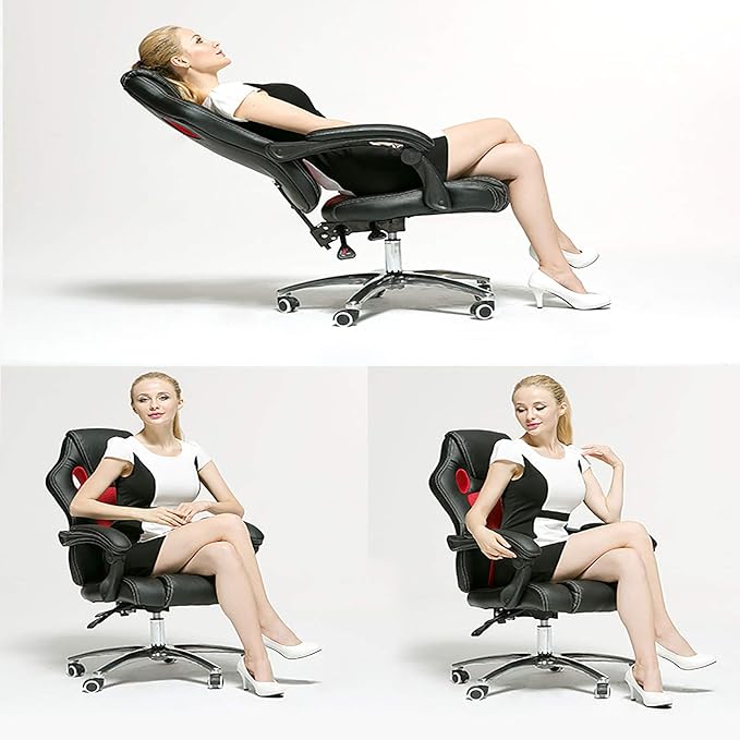 Office Chair Gaming Chair Computer Chair Gaming Chair Racing Office ChairPU Leather Rolling Computer Chair with Thick SeatHeight Adjustable Game Chair High Back Swivel Gamer Chair Recliner
