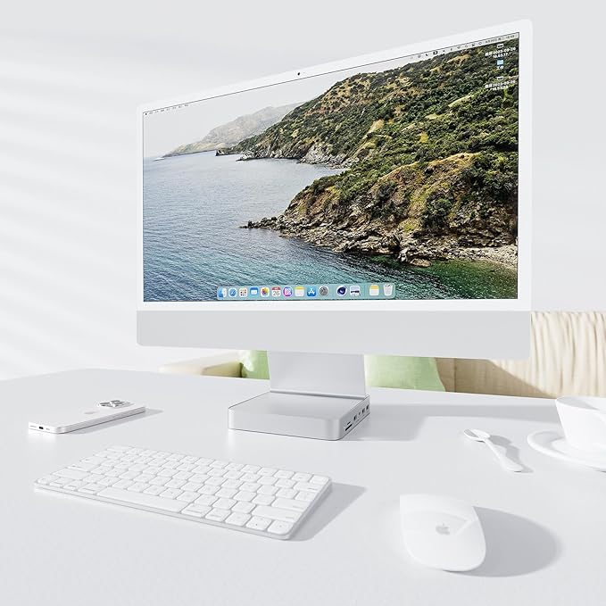 USB C HUB for iMac 24 inch 2021/2023/2024 PULWTOP USB Hub Adapter iMac Accessories for i-Mac M1/M3/M4 with USB C 10Gbps 3*USB A SD/TF Docking Station Support Expand M.2 SSD (Not Included) Silver