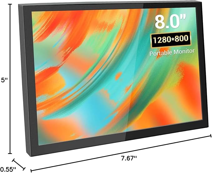 8 Inch Mini Monitor Small HDMI Screen Display1280 * 800 Resolution Portable Monitor for PC Laptop Compatible with Raspberry Pi Game Consoles