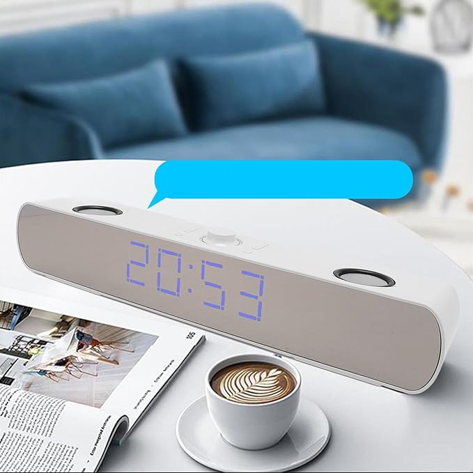 Sanpyl Bluetooth Computer Speakers USB Powered Computer Speakers Bluetoot Computer SoundBar with Alarm Clock FM Radio HiFi Stereo Built in Subwoofer Support USB AUX in PC Gaming