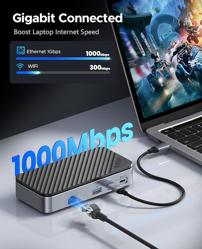 ORICO 9-in-1 USB C Hub with M.2 NVMe SSD Enclosure 10Gbps Tool Free Hub Docking Station with Built-in Fan Gigabit Ethernet 100W PD SD/TF Type C &amp USB A for Laptop MacBook