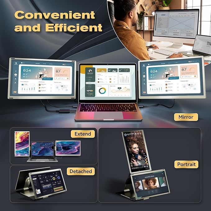 Teamgee 15.6 Laptop Screen Extender | Portable Monitor for 13-17” Mac/Windows Laptops | 120% sRGB FHD Metal Stand 235° Rotation Ideal for Hybrid Work