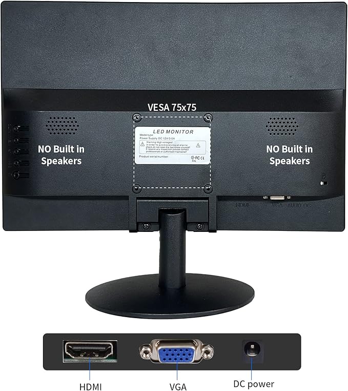 15.6 Inch Small PC Monitor FHD VA 1080P Desktop Display with 1920x1080 99% sRGB HDMI VGA Ports 2 Hole Mounting LED Monitor for PC Laptop and Computer Black