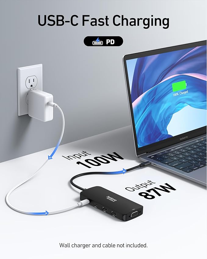 USB C Docking Station Dual HDMI Monitor Adapter Selore USB C Hub 3 Monitors with Dual HDMI Displayport VGA 100W PD Charging 3USB 2.0 Ports Adapter for Dell XPSHP Lenovoetc(Black)