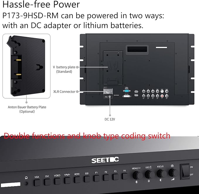 SEETEC P173-9HSD-RM 17.3 Rack Mount Broadcast LCD Monitor with 1920×1080 3G-SDI HDMI AV YPbPr