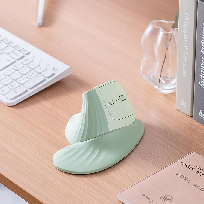 SANWA Wireless Ergonomic Mouse for Large Hands Silent Click Vertical Mice with Removable Wrist Rest 1000-4000 DPI 3-Device (2.4G + 2 Bluetooth 5.4) Compatible with Mac Windows Laptop PC Green