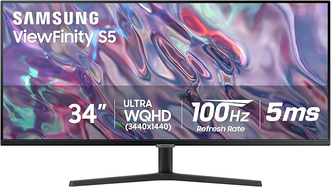 SAMSUNG 34 ViewFinity S50GC Series Ultra-WQHD Monitor 100Hz 5ms HDR10 AMD FreeSync Eye Care Borderless Design PIP PBP LS34C502GANXZA 2023 Black