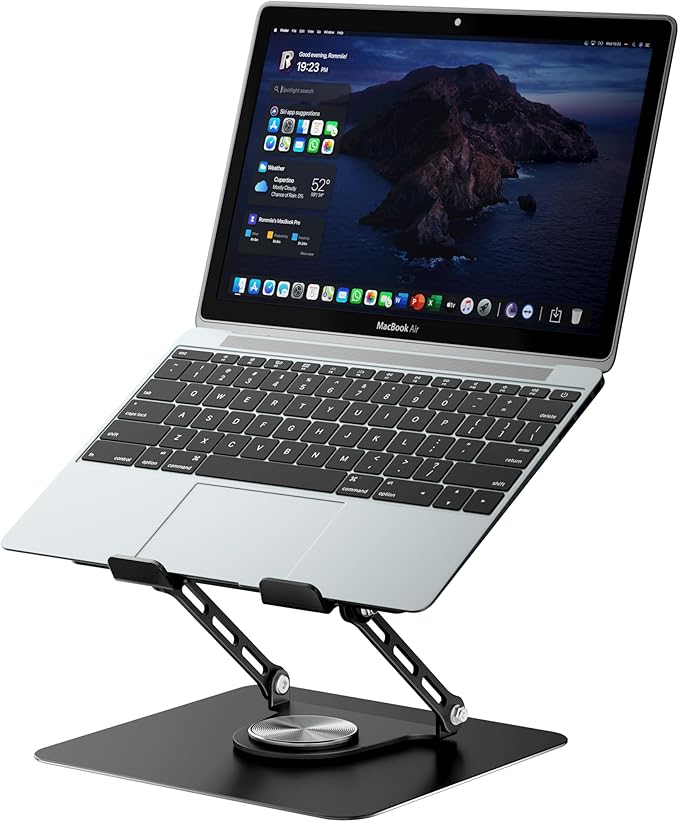 Laptop Stand with 360 Rotating Base Adjustable Height Up to 10Ergonomic Aluminum Laptop Riser Holder Computer Stand for Laptop 10 14 15 17 Inches/All MacBook Air Pro