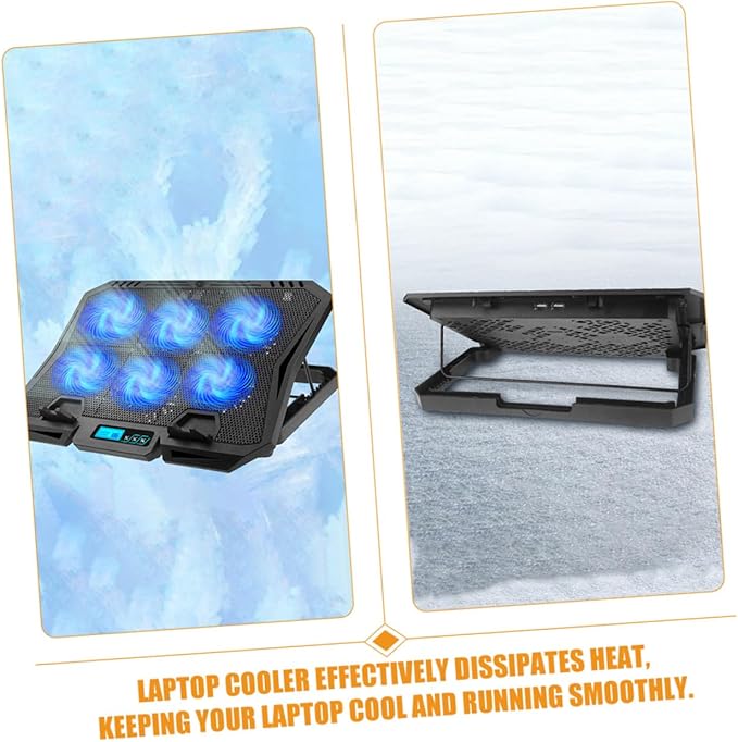 Laptop Cooling Pad 15.6-inch Quiet Cooling Fan Stand with Adjustable Speed and Blue Light for Portable Laptop Heat Dissipation Compatible with Gaming and Office Use