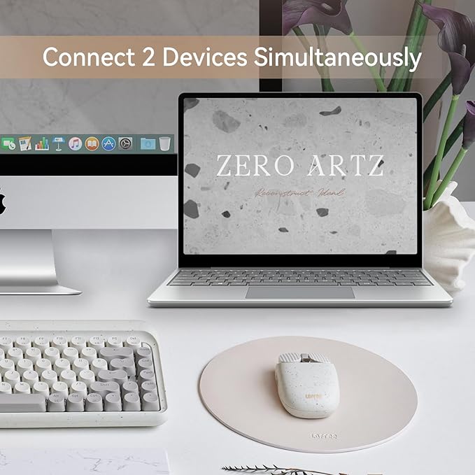 LOFREE Wavy Chips Dual-Mode Wireless Mouse with 5 Adjustable DPI Levels Compatible with Windows MacOS iOS Android (Terrazzo)