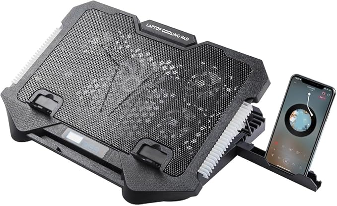 Laptop Cooling Pad Laptop Coolers for Notebook Gaming Fan Stable Stand Adjustable with 2 USB Port and Phone Holder