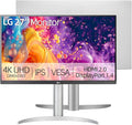LG 27“ 4K UHD Monitor IPS Display VESA DisplayHDR 400 95% DCI-P3 Dynamic Action Sync Black Stabilizere Height/Tilt/Pivot Stand for Gaming and Offic White/Silver