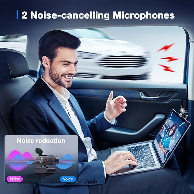 EMEET C960 4K Webcam with Tripod 4K UHD Sony Sensor 3 Adjustable Height Mini Tripod w/Privacy Cover PDAF Auto Focus Dual Noise-Cancelling Mics Auto Light Correction Perfect for Online Meetings