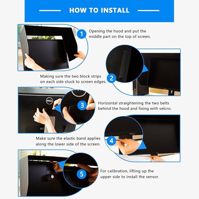 27E 27 inch LCD LED Video Monitor Hood Sunshade Sunhood for Dell HP Viewsonic Philips Samsung LG EIZO NEC ASUS ACER BENQ AOC Lenovo and Fits Monitor Frame Width 635-655mm