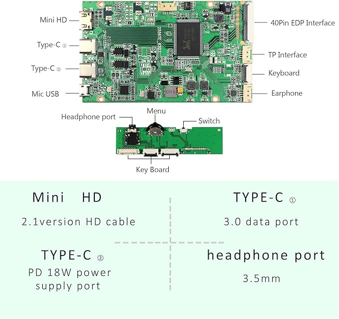 VSDISPLAY 14 14 Inch 1920X1080 IPS LCD Screen with USB C LCD Controller Board VS-RTD2556HC-V2