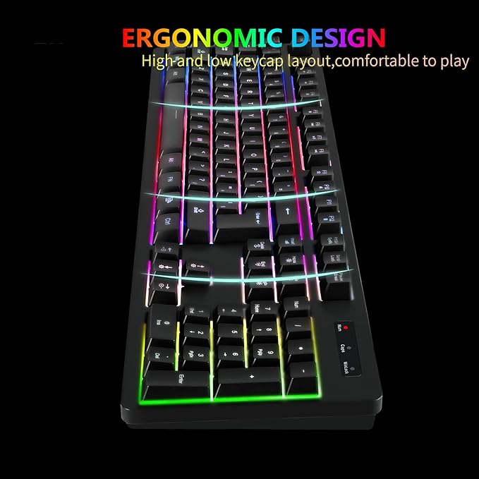 Wireless RGB Gaming Keyboard and Mouse - Rechargeable RGB BacklitLong Battery LifeMechanical Feel7 Color Gaming Mouse for PC Game and Work