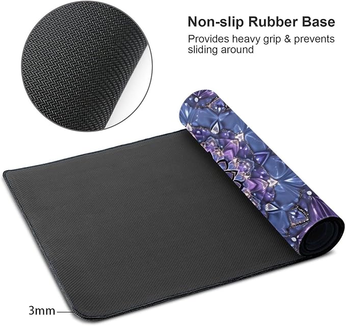 Purple Mandala Boho Floral Desk Cover MatExtended Large Mouse PadComputer Laptop Mat Desk Decor for Office Game Home 30x16 Inch