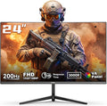 24 Inch Curved 200hz Gaming Monitor FHD 1080p Computer Monitor with 3000R 4000:1 Contrast 1ms Response Time 99% sRGB AMD FreeSync Eye Care HDMI 2.0 &amp DP 1.4 VESA Mount for Game &amp Offi