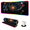 AIMSA RGB Mouse Pad LED Gaming Mouse Pad with 14 Lights Modes Non-Slip Rubber Base Computer Carpet Desk Mat for PC Laptop (35.4 x 15.8 inch) Abstract Solar System