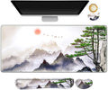 AIMSA Large Gaming Mouse Pad Set Keyboard Wrist Rest Support + Extended Mouse Pad + Mouse Wrist Cushion + Coaster Ergonomic Memory Foam Desk Mat 35x15.7in Anti-Slip Base (Pine Tree Mountains)